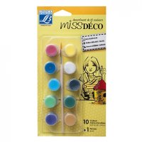 Набор акриловых красок, " Miss Deco set Deco Gloss", 10шт + кисточка