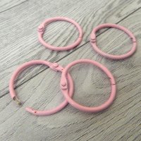 Кольцо металлическое разъемное, розовое, 3см, 4шт/уп