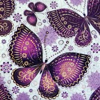 Декупажная салфетка "Фиолетовые бабочки", 33*33см