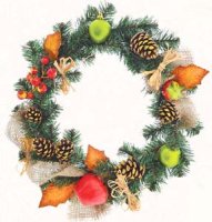 Венок рождественский с украшениями "Зимний лес", 35 см
