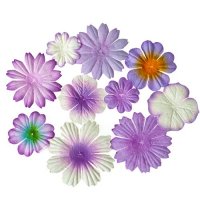 Набор цветков из шелковичной бумаги, Сиреневые, 10 шт/уп