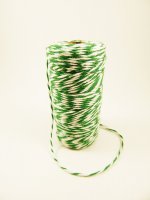 Шнур хлопковый, зеленый с белым,  1мм х 5м