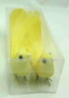 Декоративні пташки з акриловими камінчиками, лимонні, 2шт/уп