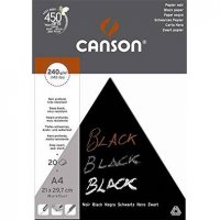 Блок черной бумаги для эскизов Canson Black 220 гр, A4, 20 листов