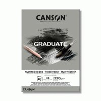 Бумага для микс техник серая Canson Graduate Mix Media Grey, 220 гр, А5, 30 листов
