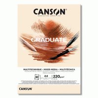 Блок паперу для міксованних технік Canson Graduate Mix Media Natural, 220 гр, А4, 30аркушів
