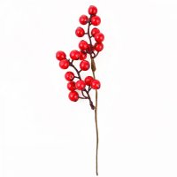 Веточка декоративная с красными ягодками, 24 см