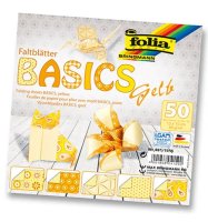 Бумага для оригами Basics, желтый орнамент, 15*15см, 50шт/уп, 5 мотивов