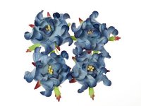 Цветы гардении с листочками, Синие, 5см, 4шт/уп