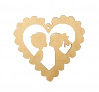 Фігурка дерев'яна "Хлопчик і дівчинка в серденьку", 9х10см