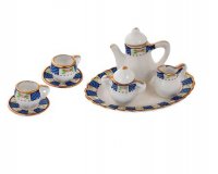 Набор миниатюры чайный фарфоровый "Синий узор", 8 предметов
