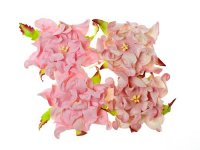 Цветы гардении с листочками, Розовые (микс) , 7 см, 4шт/уп