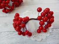 Декоративные ягодки красные глянцевые, mini