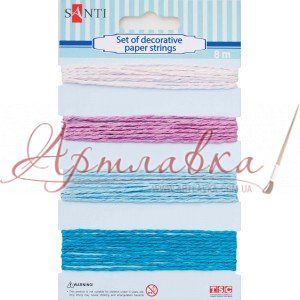 Набор шнуров бумажных декоративных, 4 цвета, 8м/уп., розово-голубой