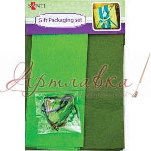 Набор для упаковки подарка, 40*55см, 2шт/уп., зеленый-хаки