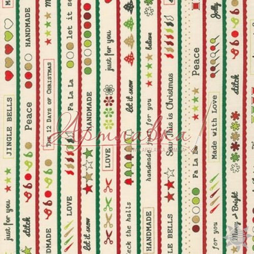 Ткань хлопковая Merry Stitchmas, VINTAGE, 147 г/м, 50х55см