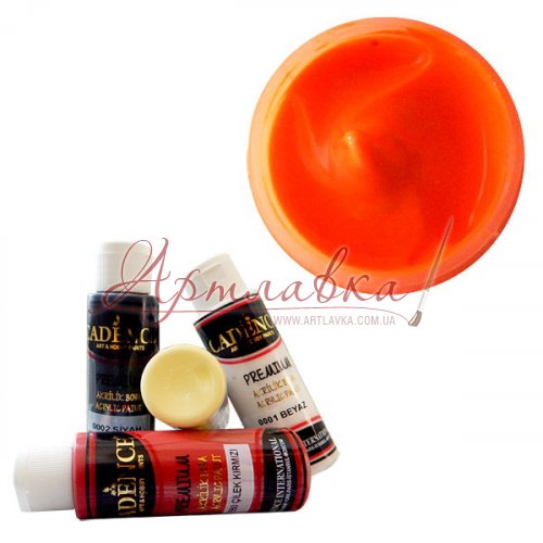 Краска акриловая, Premium Acrylic Paint, флуоресцентная оранжевая, 70 мл