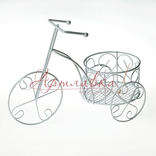 Триколісний велосипед, металевий, білий, 14*8*5см