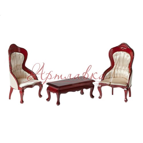 Набор мебели: 2 кресла и чайный столик, махагон