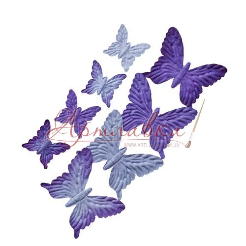 Бабочки из шелковичной бумаги, фиолетовые, 8шт/уп