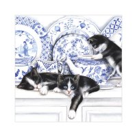 Декупажная салфетка "Котята и посуда", 33*33см