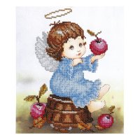 Набор для вышивания бисером  "Ангелочек с яблоками", 18х22см