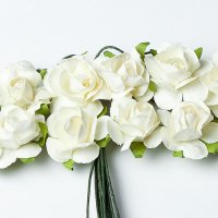 Декоративні трояндочки, Білі, 15мм, 12 шт.