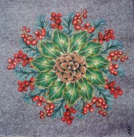 Декупажная салфетка "Шишка, рябина", 25*25 см