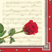 Декупажная салфетка "Музыкальная роза", 33*33см