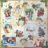Декупажная салфетка "Винтажный новогодний коллаж", 33*33см