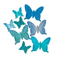 Бабочки из шелковичной бумаги, голубые, 8шт/уп