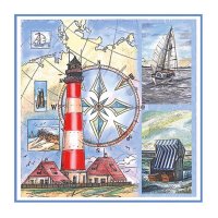 Декупажная салфетка "Морской коллаж", 33*33см