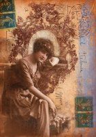 Рисовая декупажная карта "Почтовый винтаж", 35*50см