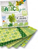 Бумага для оригами Basics, зеленый орнамент, 15*15см, 50шт/уп, 5 мотивов