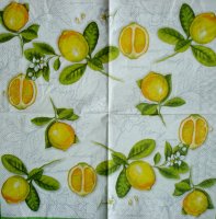 Декупажная салфетка "Лимоны на веточках", 25*25см