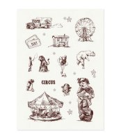 Тканевые льняные стикеры "Старый цирк", 14х20см