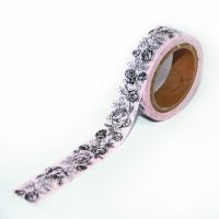 Скотч бумажный "Розовые розочки" 15мм*8м