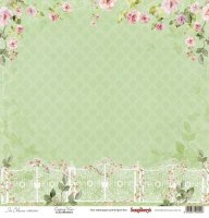 Бумага для скрапбукинга, Цветущий сад  "Розовый вьюнок" 30*30 см