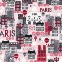 Ткань хлопковая Hello Paris, PINK, 145 г/м, 50х55см
