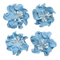Цветы кудрявои фиалки, набор 2 шт- диам 5см, 2 шт - диам 4,2 см, Небесно-голубые
