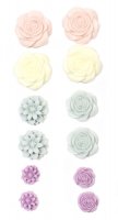 Об'ємні квіточки, клейові "Пастельні кольори", 70*135 мм, 12шт/уп