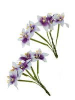 Лилии на стебле, Белые с фиолетовым, 10шт/уп