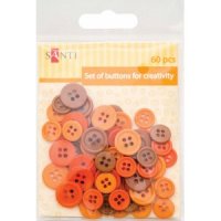 Набор пуговиц для творчества, пластик, 11мм и 14мм, 3 цв., 60шт./уп., оранжевый