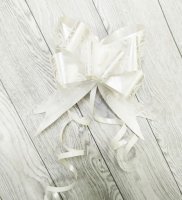 Бант подарочный Белый в розочки