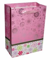 Пакет подарочный "Цветочная поляна, розовый", 35х26х12см
