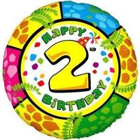 Шар фольга 18" Happy Birthday Цифра 2