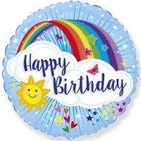 Шар фольга 18" С днем Рождения Радужное небо