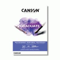 Блок білого паперу для міксувати технік Canson Graduate Mixed Media White, 200 гр, А5, 20 аркушів