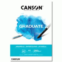Блок акварельной бумаги холодного прессования Canson Graduate Watercolour 250 гр, А3, 20л.