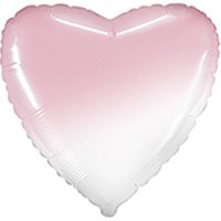 Кулька фольга 18" (46 см.) Біло-рожеве Серце омбре